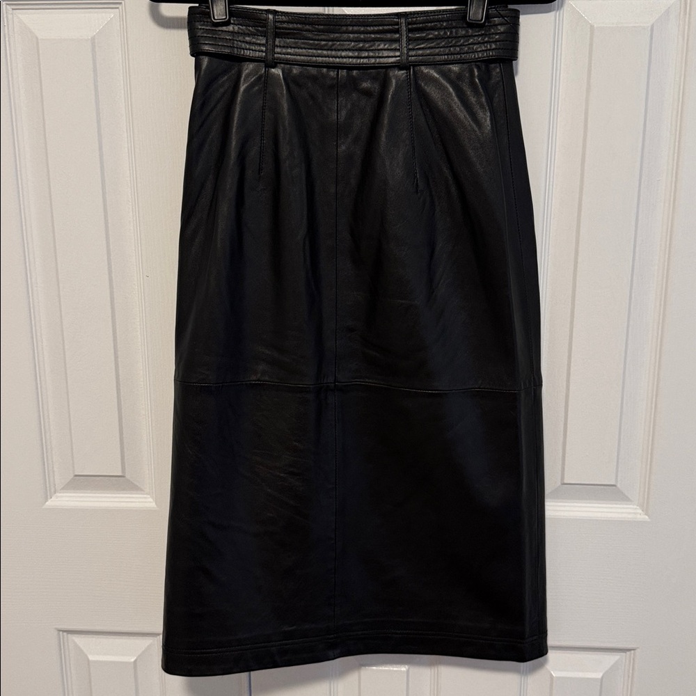 RUDSAK Colette Double-Breasted Black Leather Pencil Skirt - Picture 6 of 7